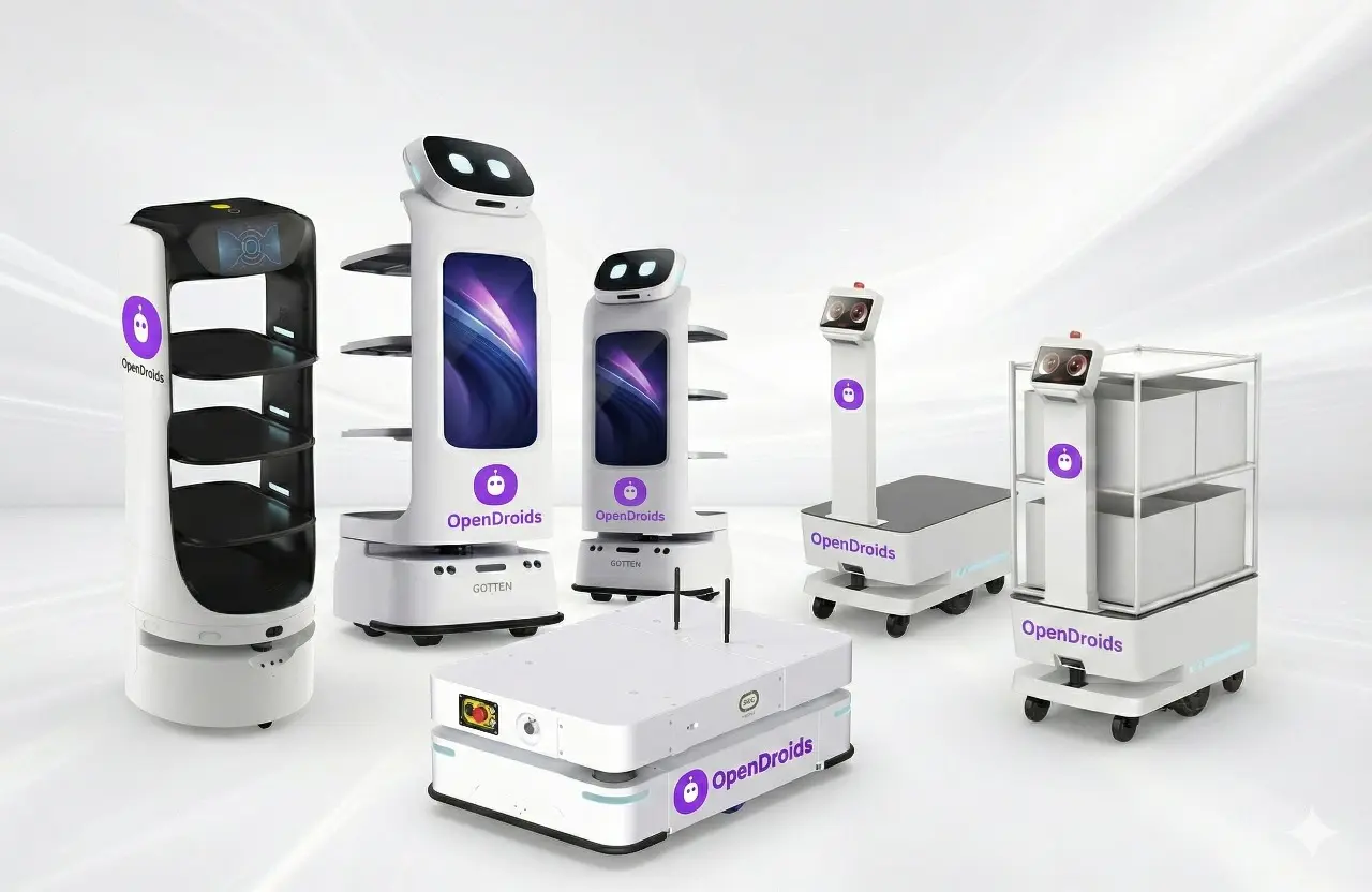 Restaurant runner robot delivering dishes